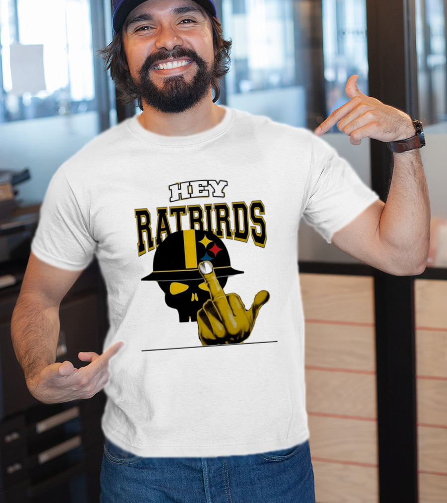 Hey Ratbirds Middle Finger Pittsburgh Steelers Skull T-Shirt