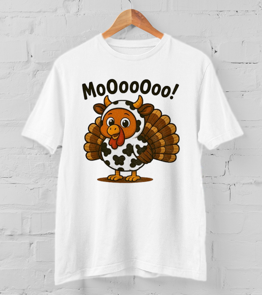 Mooooooo Thanksgiving Cow Turkey Humor T-Shirt