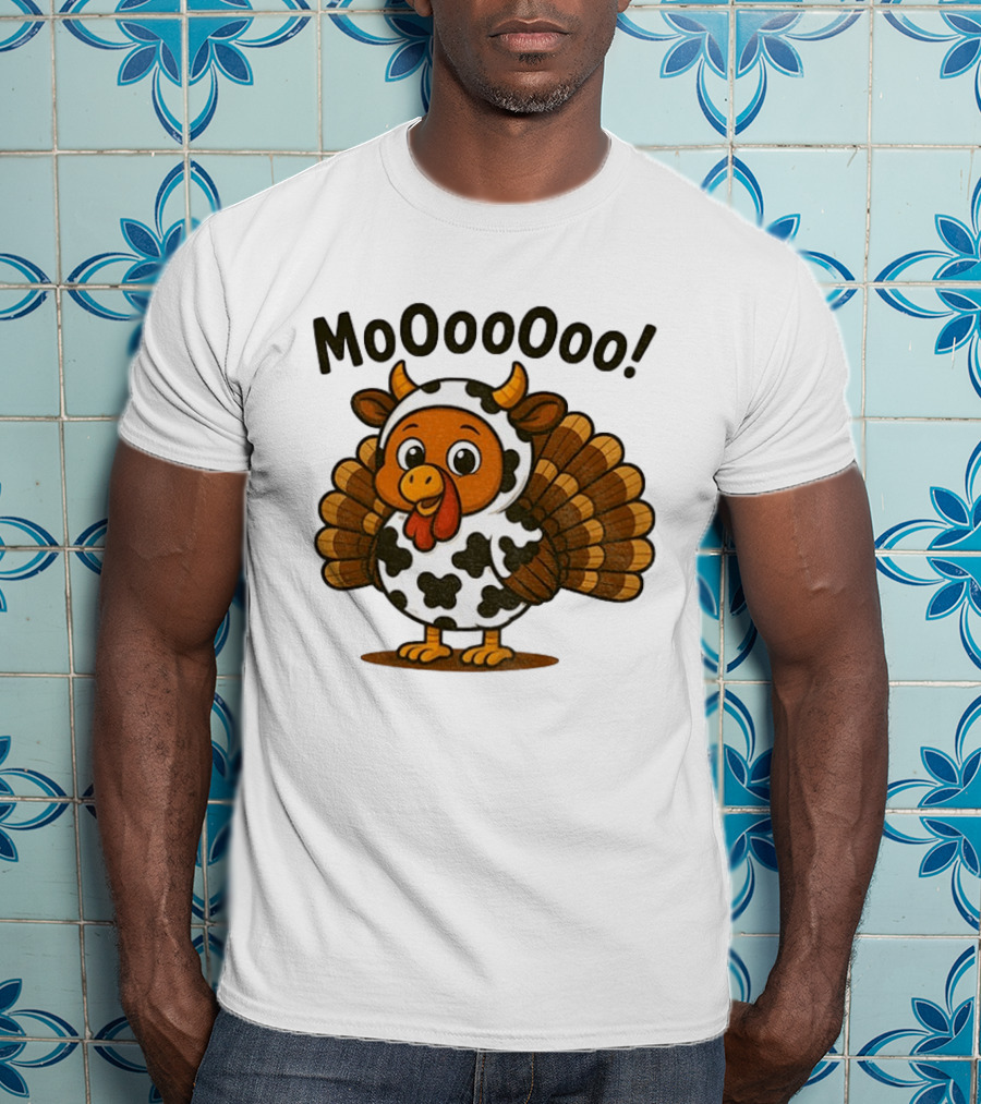 Mooooooo Thanksgiving Cow Turkey Humor T-Shirt