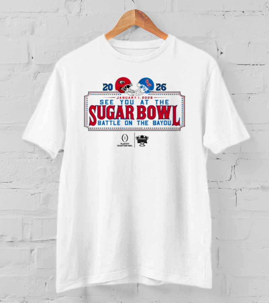 2026 Georgia Bulldogs Vs Ole Miss Rebels Sugar Bowl Battle On The Bayou T-Shirt