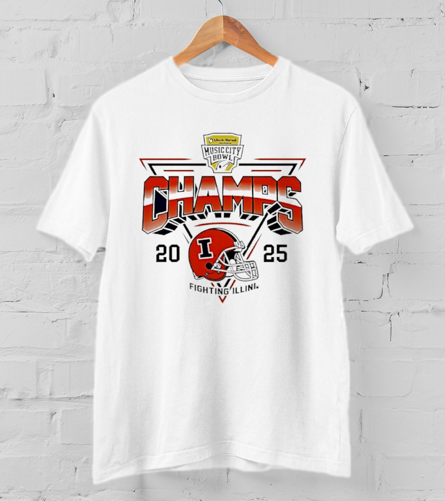 Illinois Fighting Illini 2025 Music City Bowl Champs Helmet T-Shirt