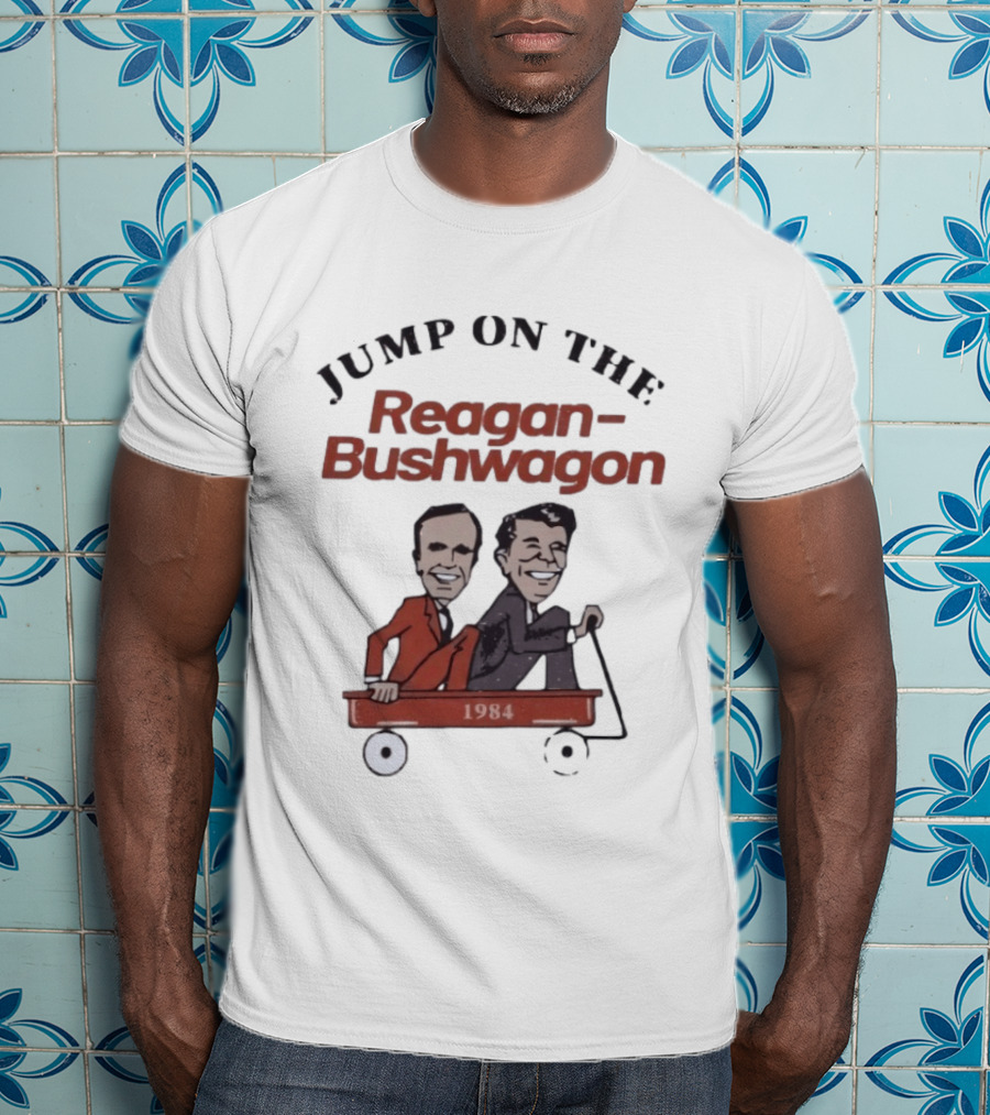 Jump On The Reagan Bushwagon 1984 Presidential Campaign T-Shirt