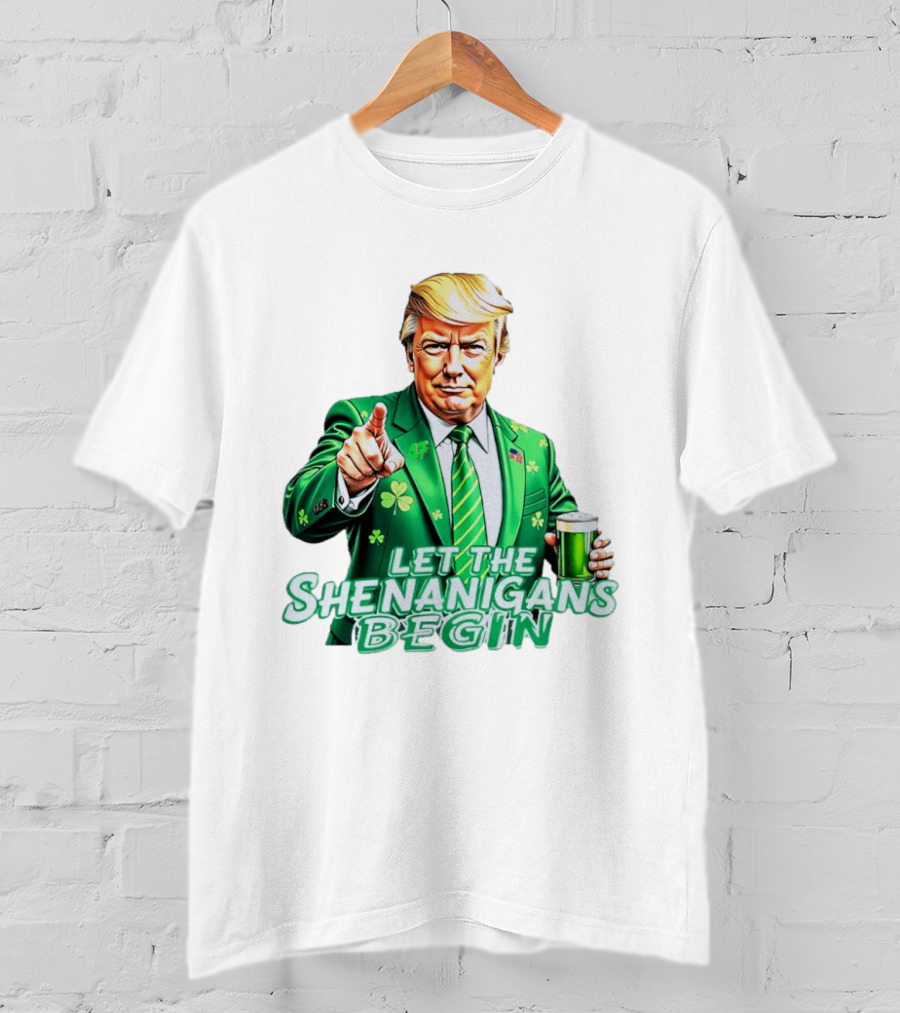 Let The Shenanigans Begin Green Suit And Beer St. Patrick's Day T-Shirt