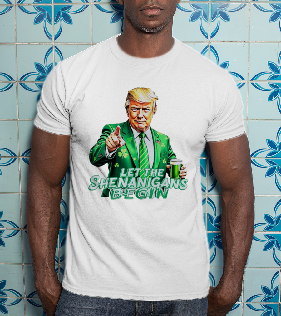 Let The Shenanigans Begin Green Suit And Beer St. Patrick's Day T-Shirt