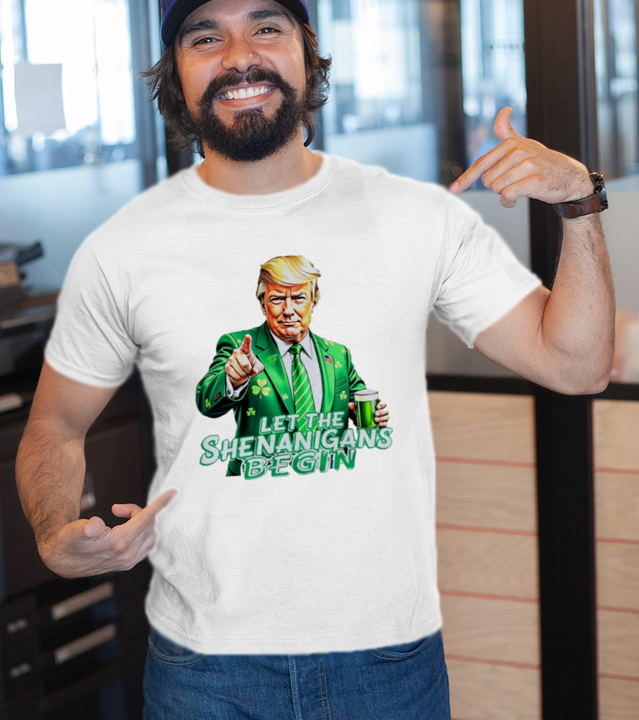 Let The Shenanigans Begin Green Suit And Beer St. Patrick's Day T-Shirt