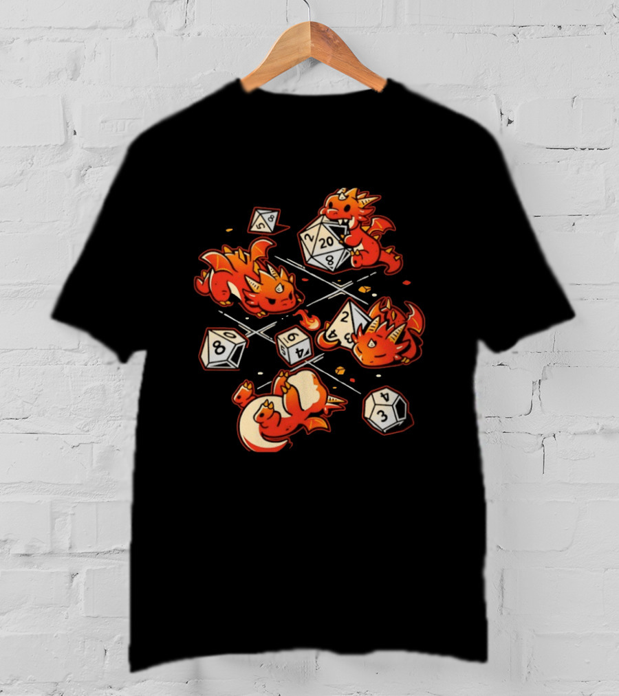 Dice Dragons Cute D20 Fantasy Gaming Adventure T-Shirt