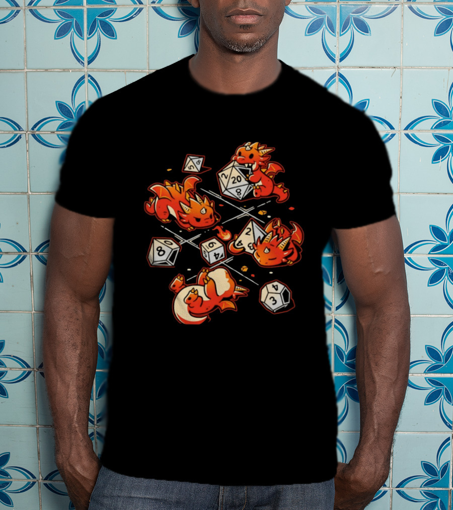 Dice Dragons Cute D20 Fantasy Gaming Adventure T-Shirt