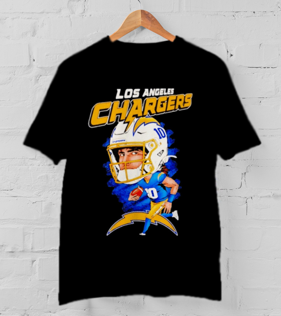 Los Angeles Chargers Justin Herbert Caricature Football Star 10 T-Shirt