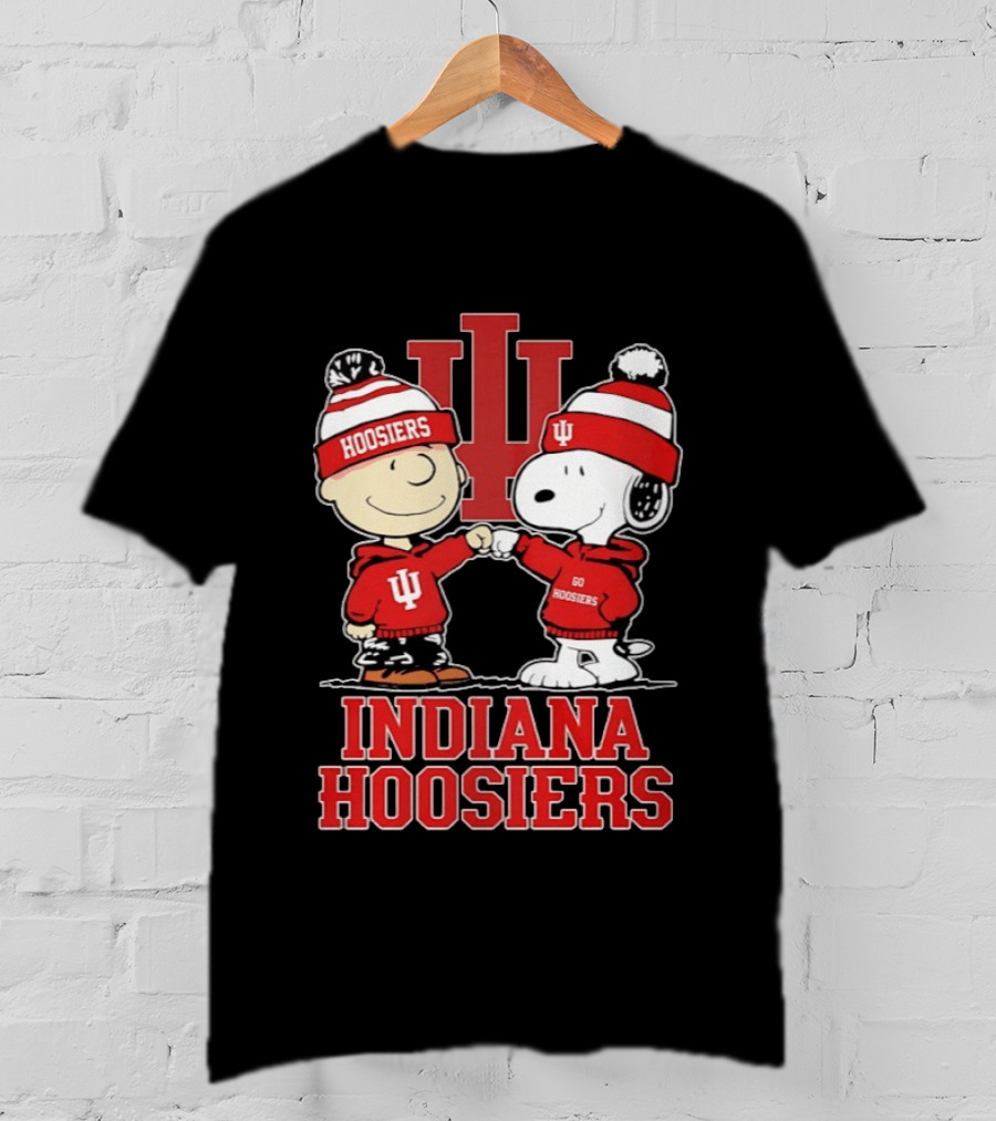 Indiana Hoosiers Snoopy Woodstock Fist Bump Football Outfit T-Shirt