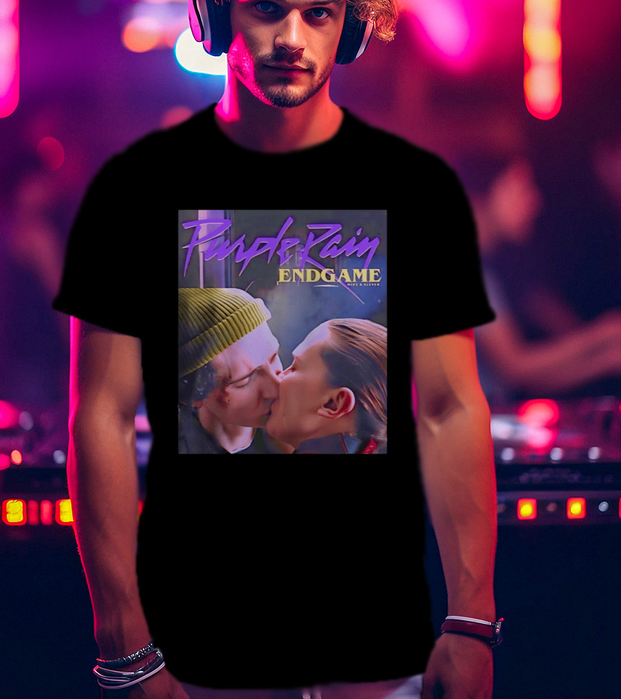 Purple Rain Endgame Mike Eleven Kissing Stranger Things T-Shirt