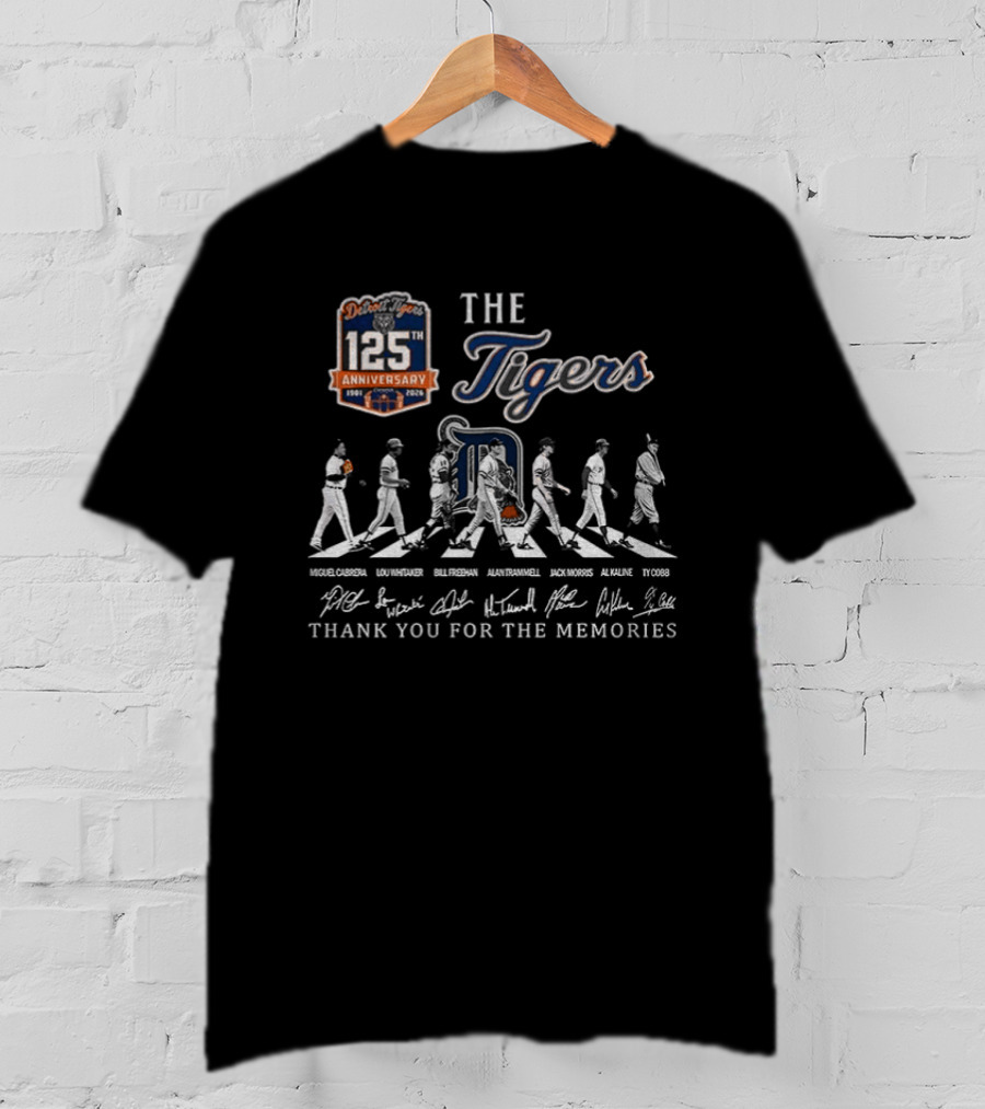 Detroit Tigers 155th Anniversary Abbey Road Thank You For The Memories Signatures T-Shirt