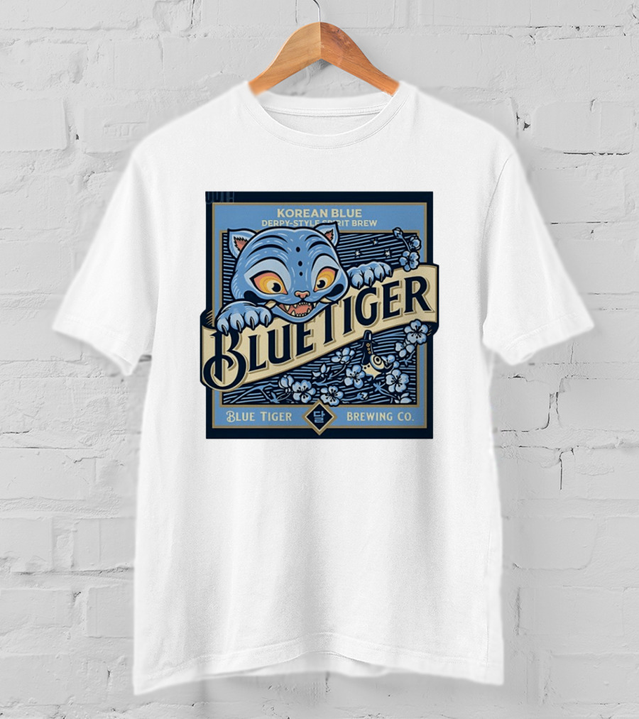 Korean Blue Derpy Style Spirit Brew Blue Tiger Brewing Co T-Shirt