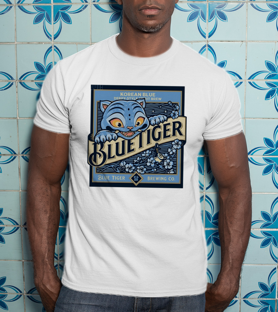 Korean Blue Derpy Style Spirit Brew Blue Tiger Brewing Co T-Shirt