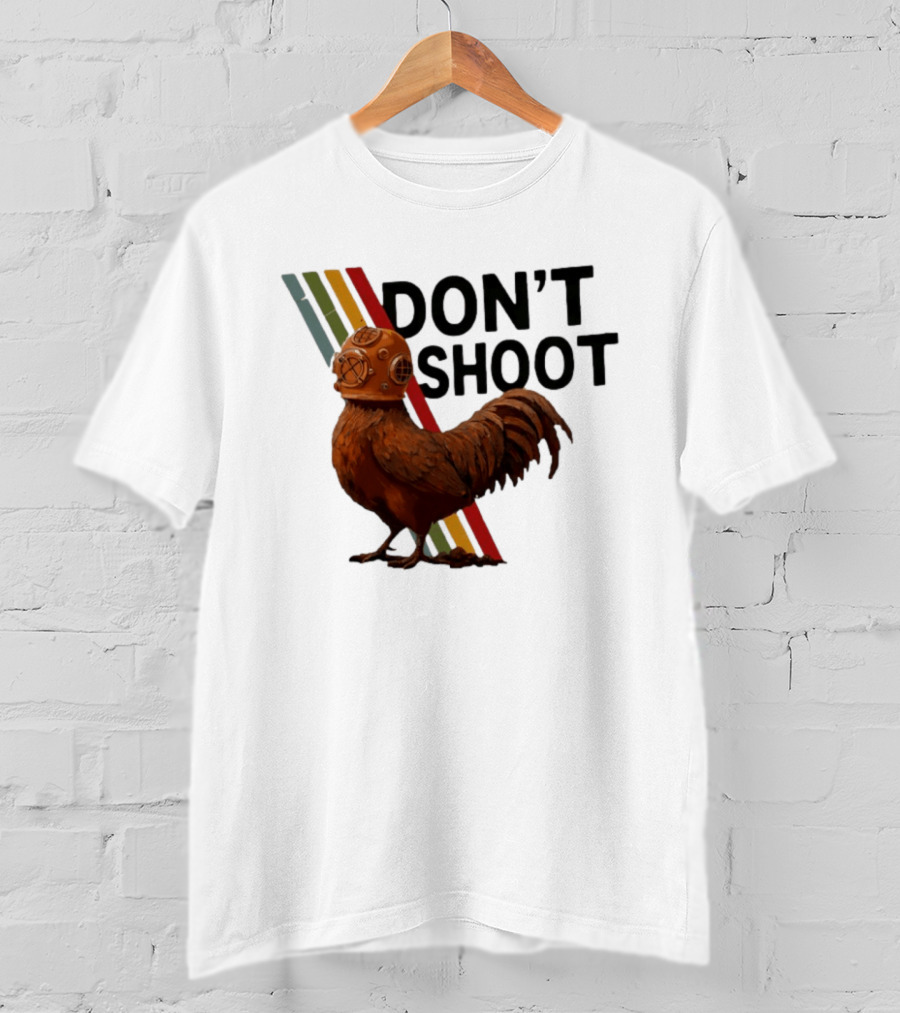 Don't Shoot Chicken Diver Helmet Retro Stripes T-Shirt