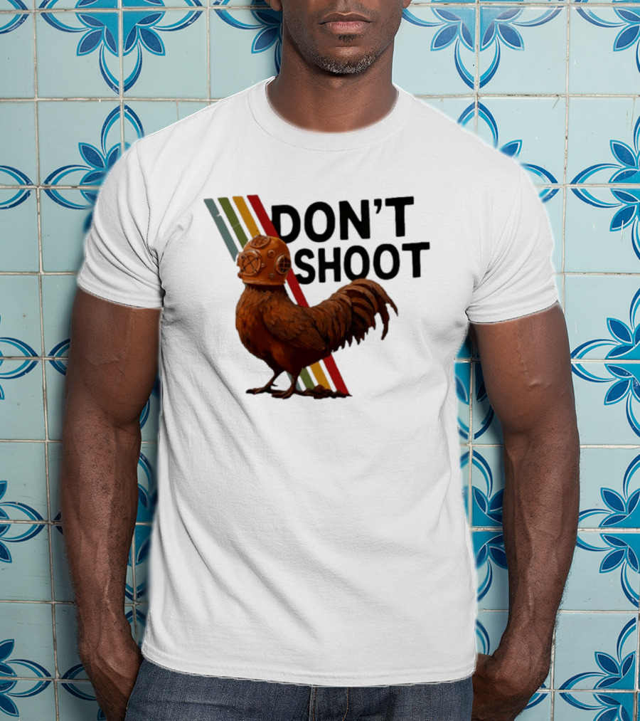 Don't Shoot Chicken Diver Helmet Retro Stripes T-Shirt
