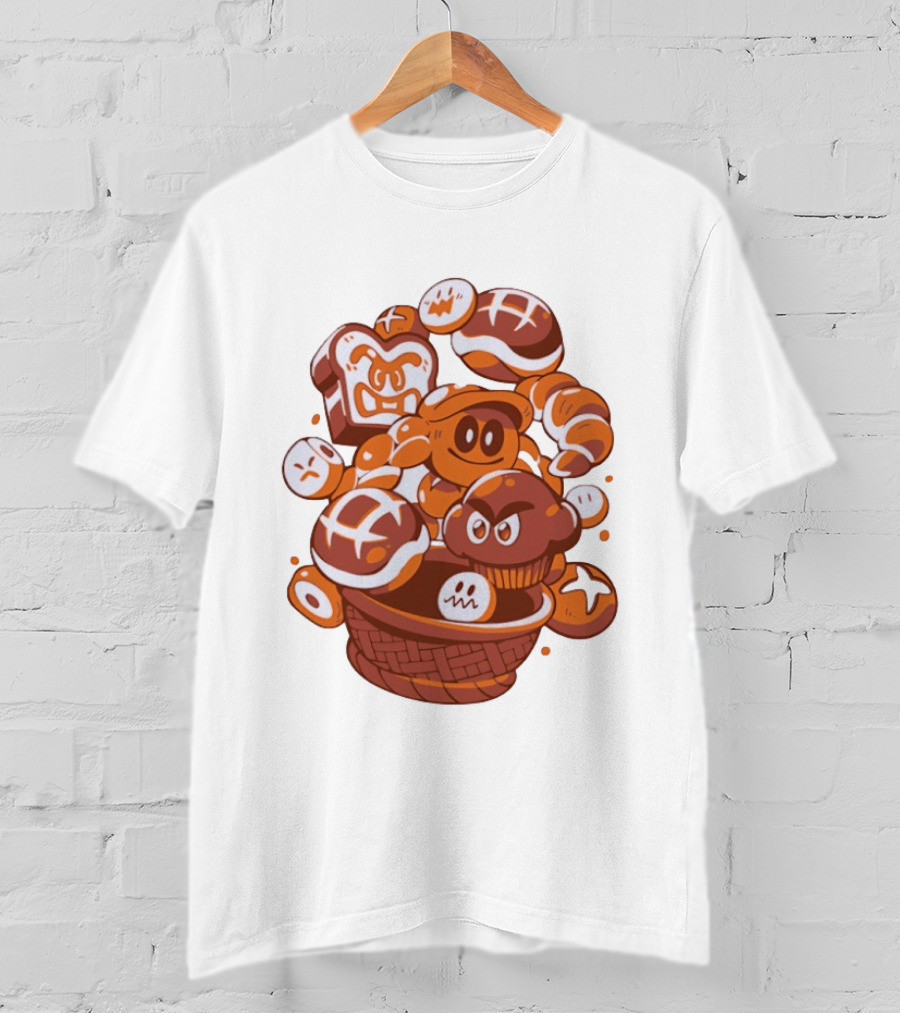 Enemies And Breads Angry Toast And Muffin Characters Basket T-Shirt