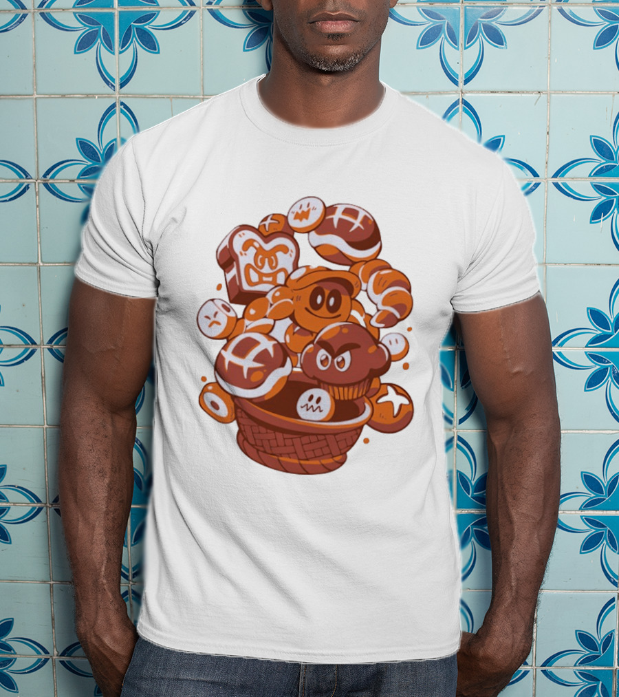 Enemies And Breads Angry Toast And Muffin Characters Basket T-Shirt