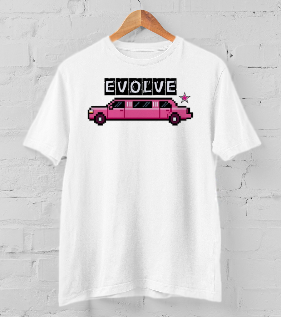 Evolve Pixel Art Pink Limousine Retro Star T-Shirt