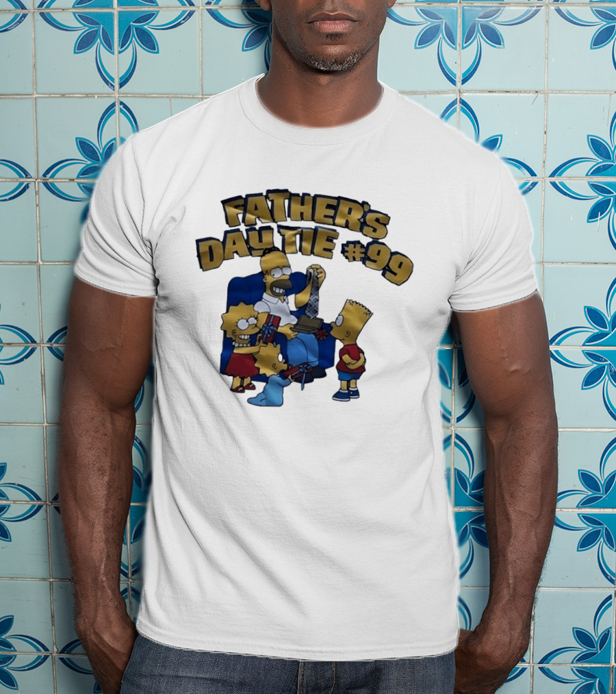 Father's Day Tie 99 Cartoon Celebration With Iconic Family Gathering T-Shirt