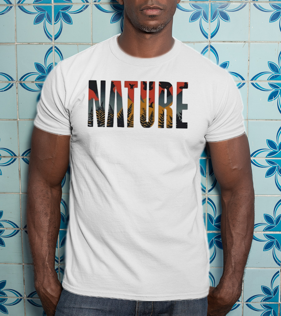 Nature Forest Birds Silhouette Lettering T-Shirt