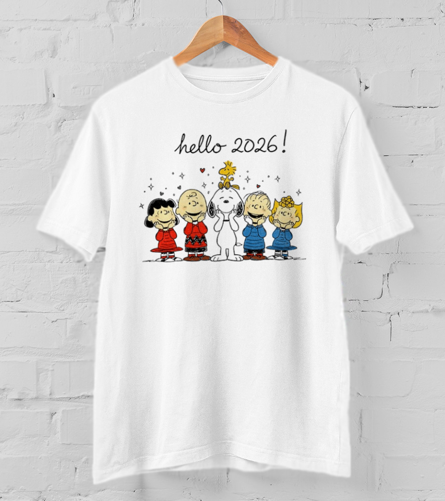 Hello 2026 Peanuts Snoopy And Friends Celebration T-Shirt