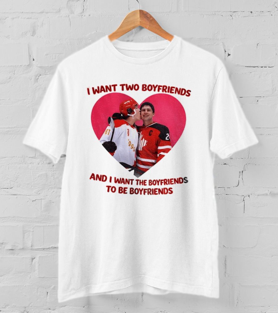 Ilya Shane I Want Two Boyfriends Heated TV Pink Heart Movie Ice Hockey Players T-Shirt