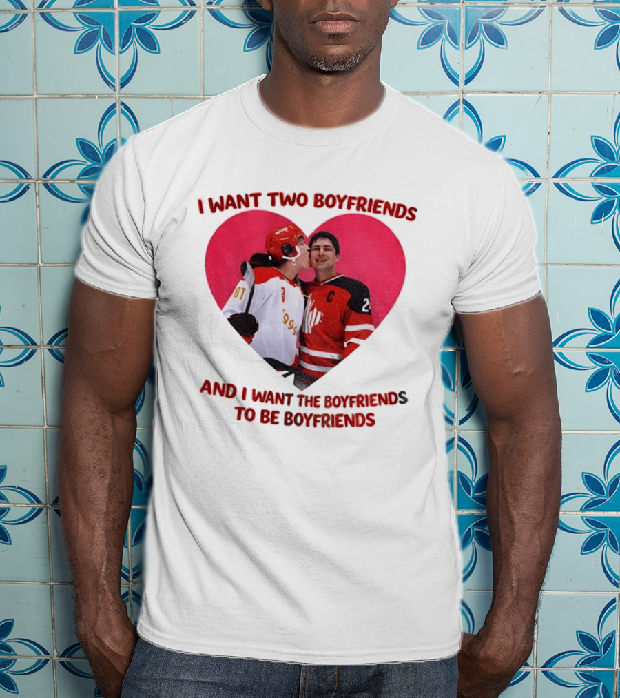 Ilya Shane I Want Two Boyfriends Heated TV Pink Heart Movie Ice Hockey Players T-Shirt