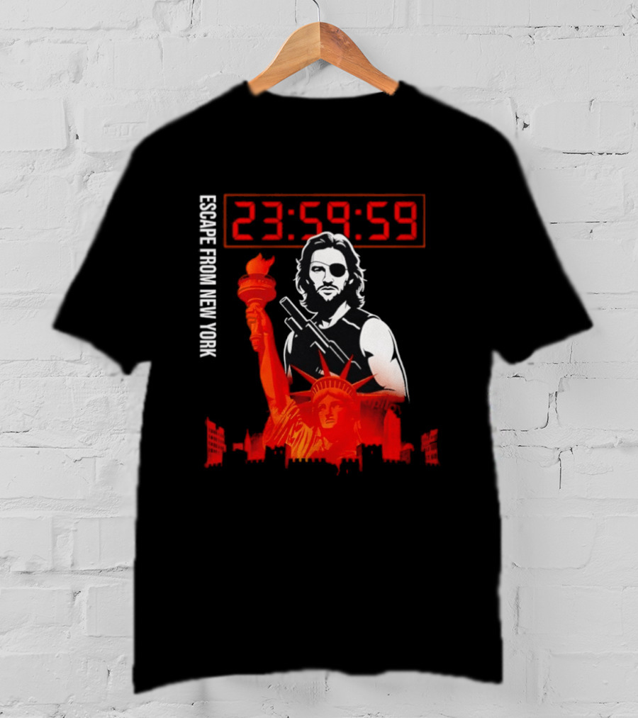 Escape From New York Snake Plissken With Statue Of Liberty And Countdown T-Shirt