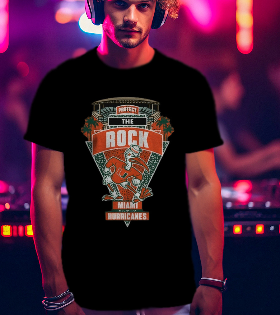 Protect The Rock Miami Hurricanes Football Iconic Mascot Stadium T-Shirt