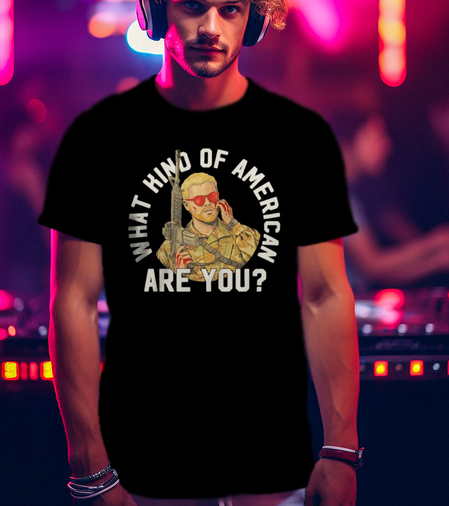 What Kind Of American Are You Soldier With Rifle And Red Sunglasses T-Shirt