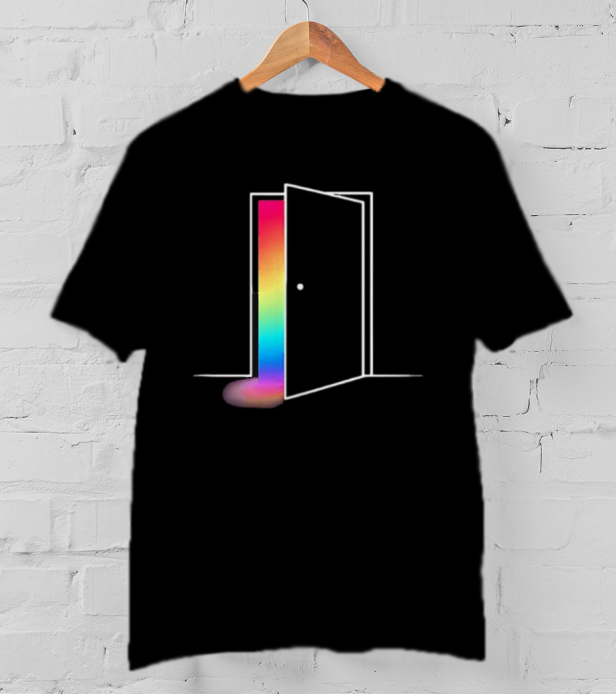 Minimalist Open Door With Rainbow Light Emission T-Shirt