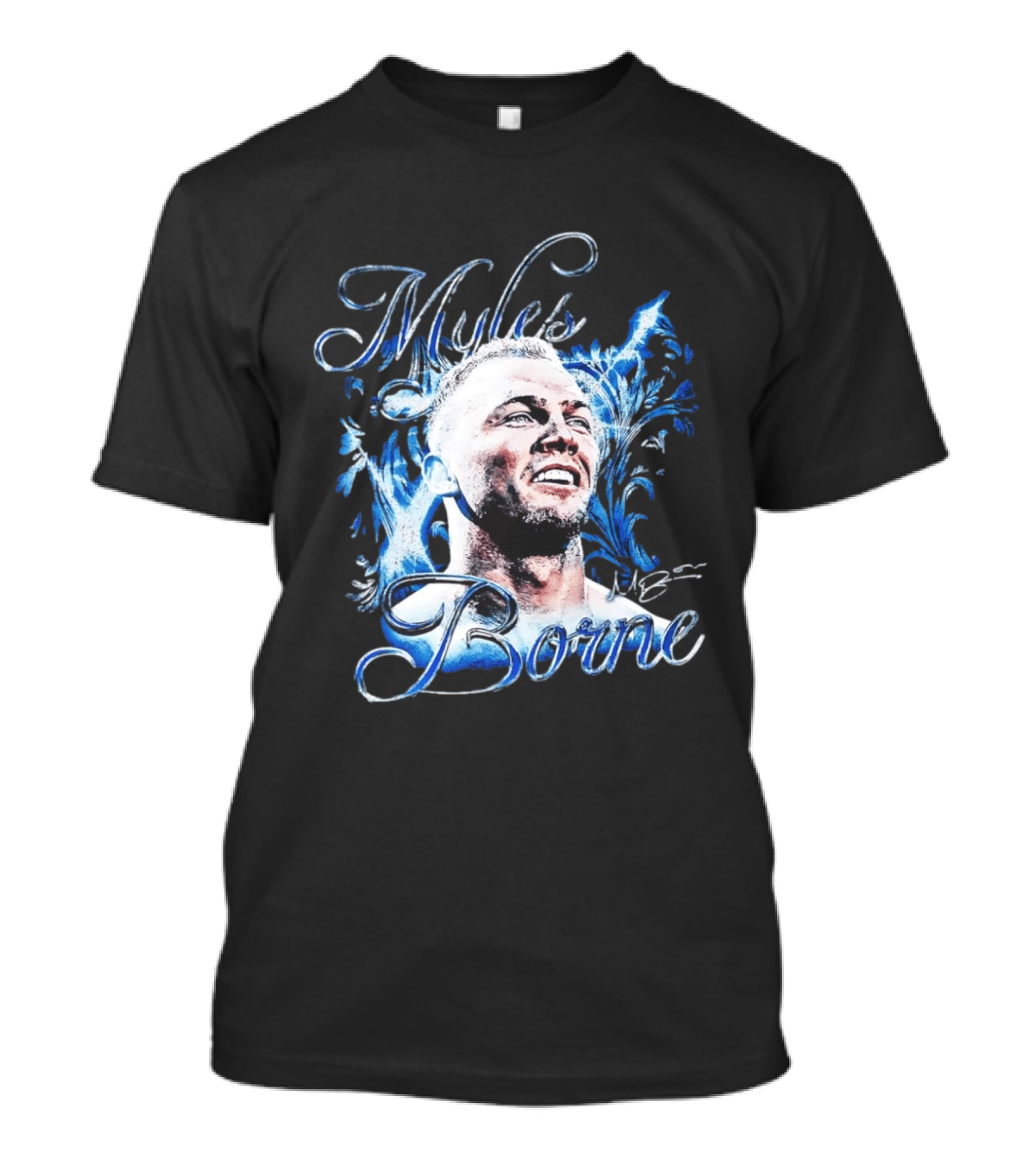 WWE Myles Borne Retro Blue Script Signature T-Shirt
