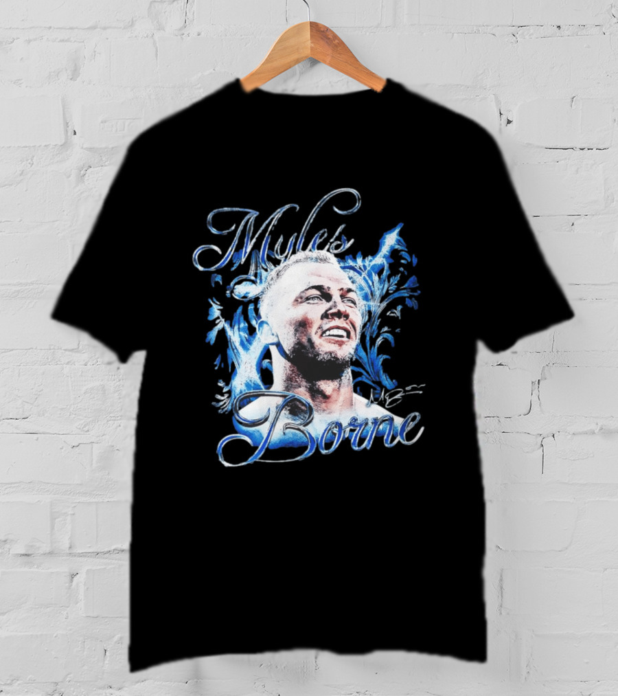 WWE Myles Borne Retro Blue Script Signature T-Shirt