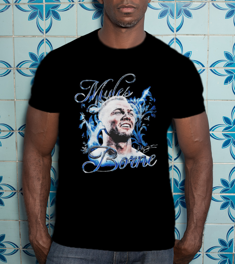 WWE Myles Borne Retro Blue Script Signature T-Shirt