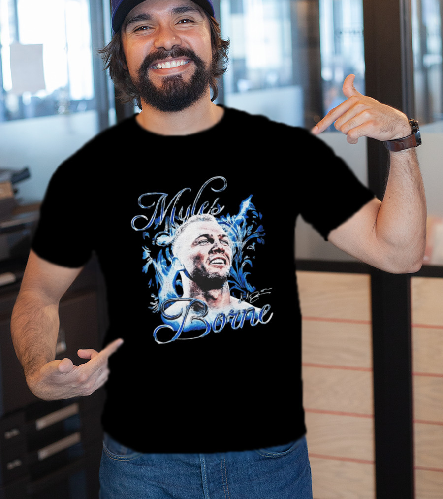 WWE Myles Borne Retro Blue Script Signature T-Shirt