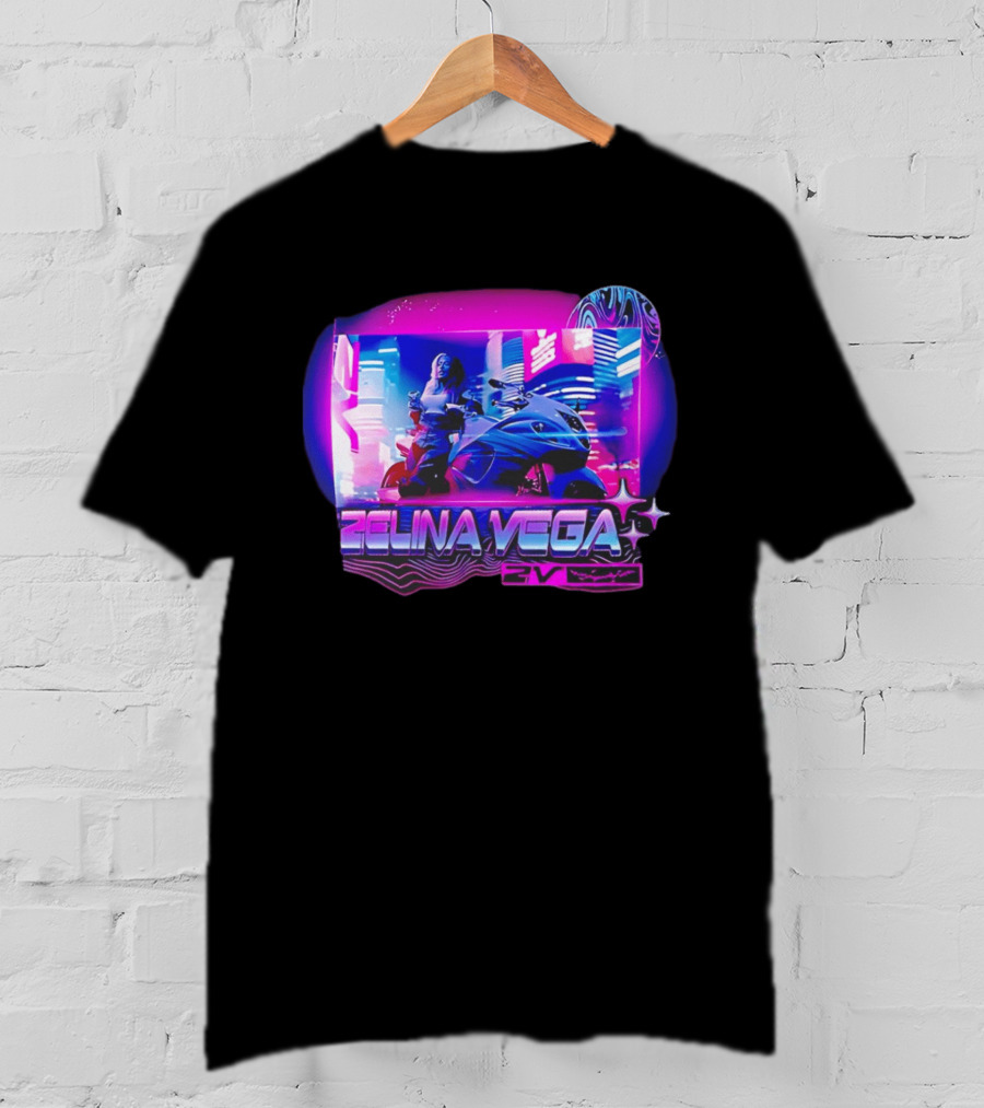 WWE Zelina Vega 2V Motorcycle Neon City T-Shirt