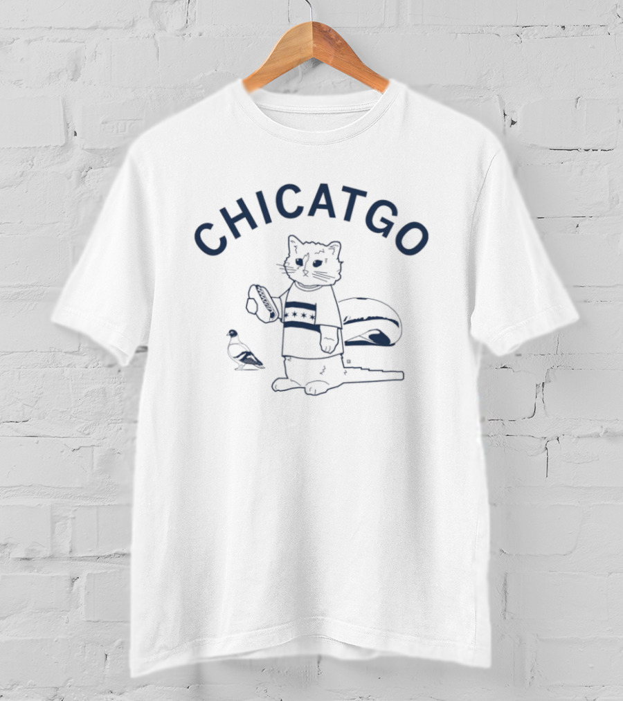 CHICATGO Windy Kitties With Pizza And Bird T-Shirt