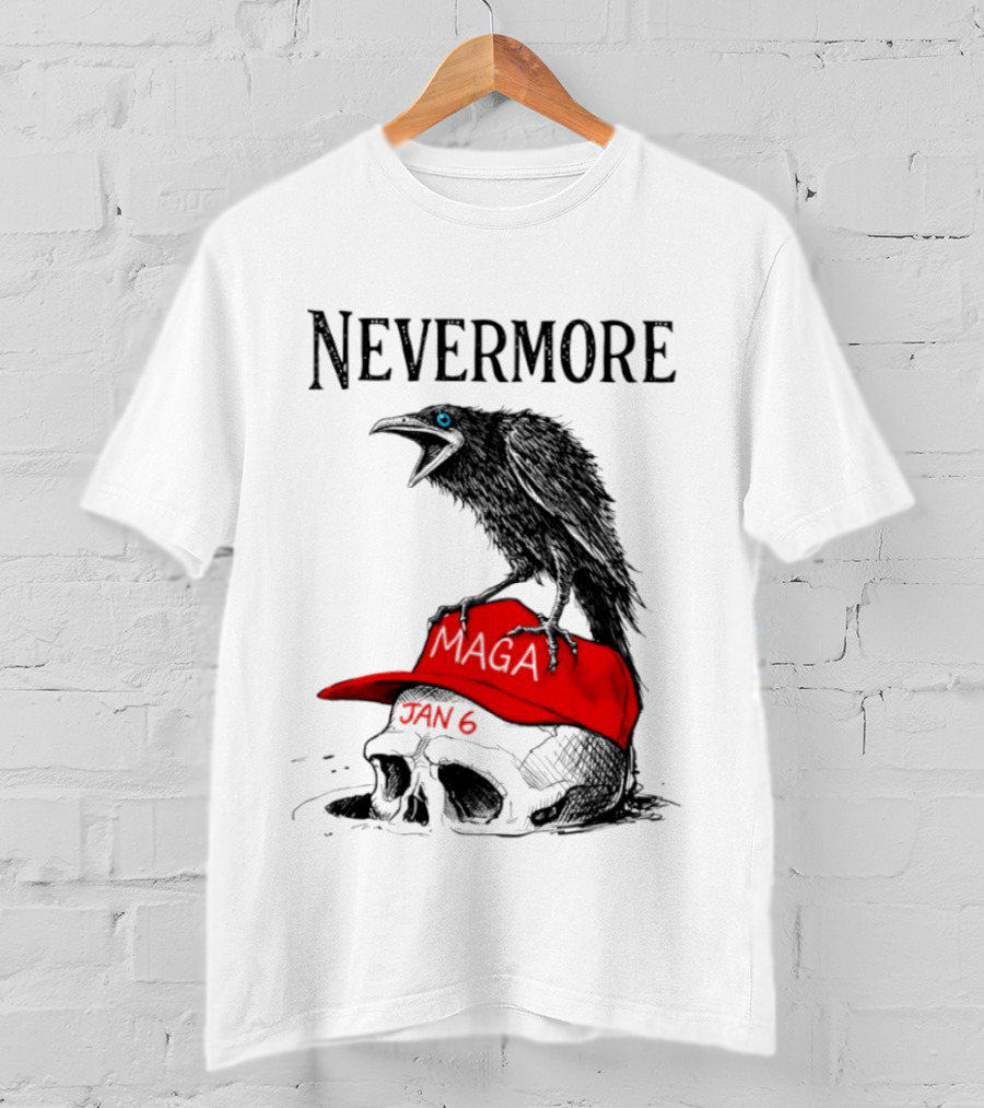 Nevermore Crow Maga January 6 Red Hat Skull T-Shirt