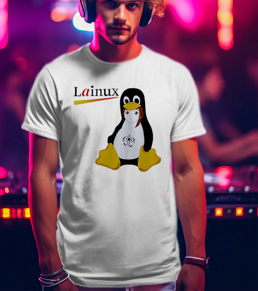 Lainux Lain Ux Linux Tux Mascot Penguin Anime T-Shirt