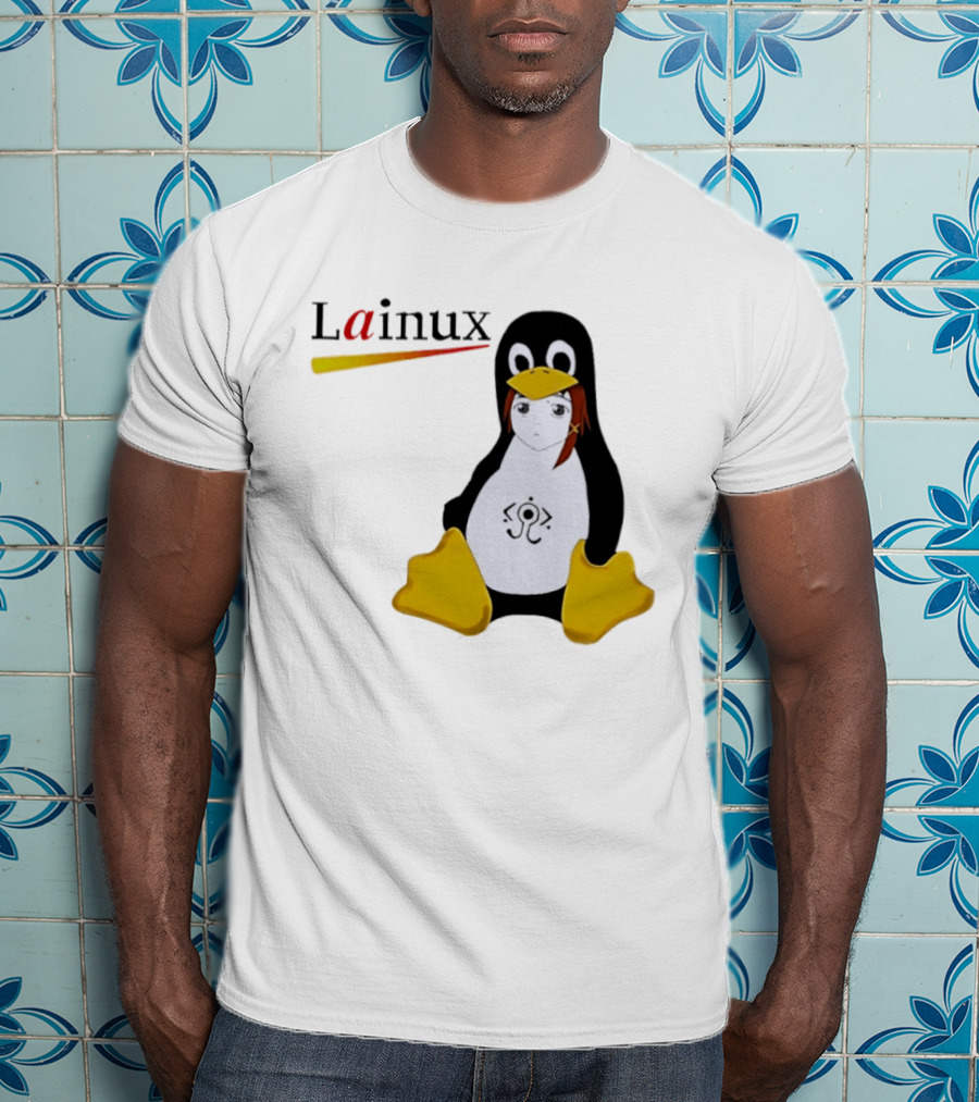 Lainux Lain Ux Linux Tux Mascot Penguin Anime T-Shirt