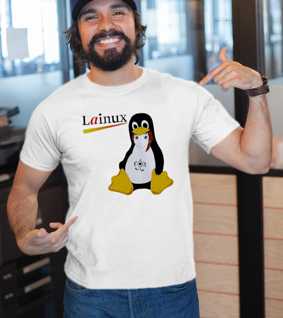 Lainux Lain Ux Linux Tux Mascot Penguin Anime T-Shirt