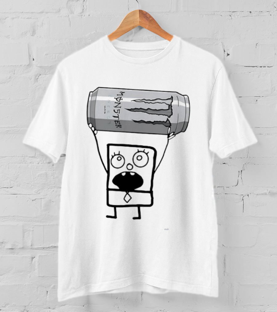 Doodlebob Holding Monster Energy Ultra Can Meme T-Shirt