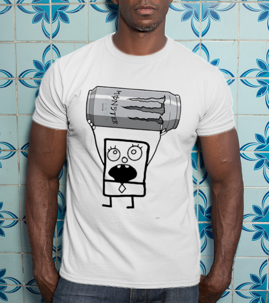 Doodlebob Holding Monster Energy Ultra Can Meme T-Shirt