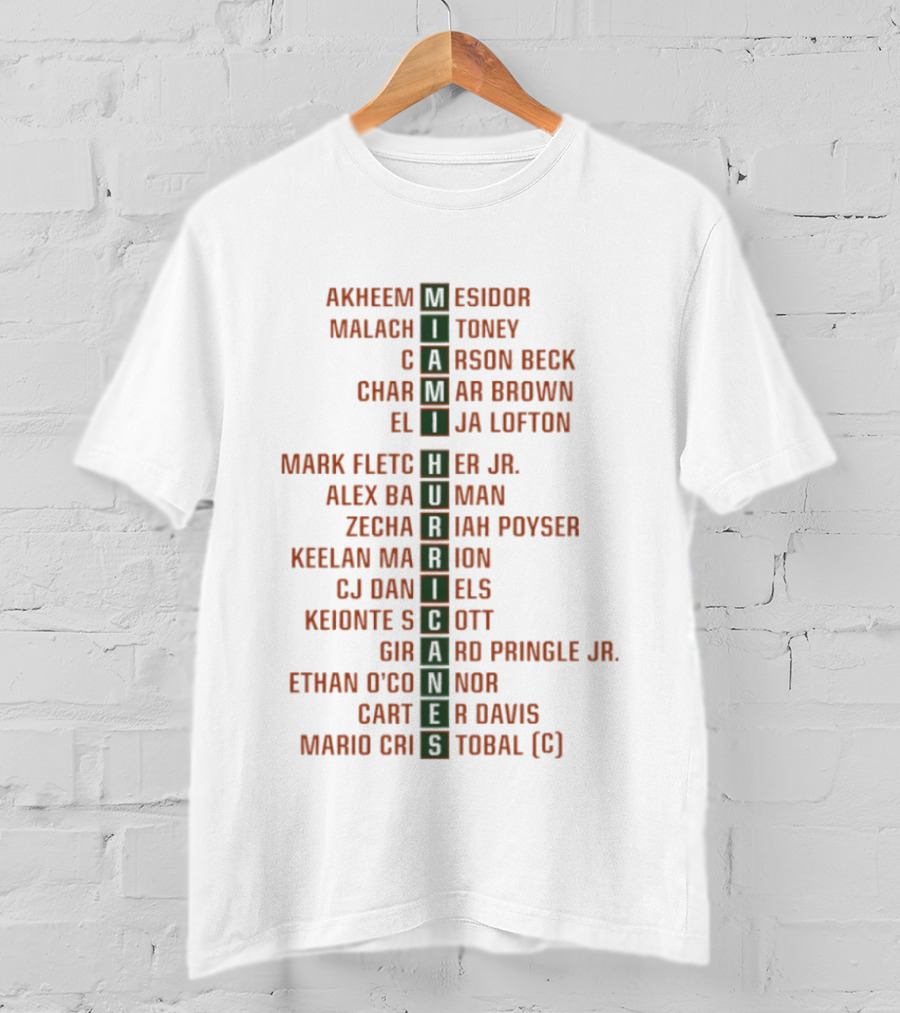 Miami Hurricanes Football Akheem Mesidor Malachi Toney Carson Back Charmar Brown T-Shirt