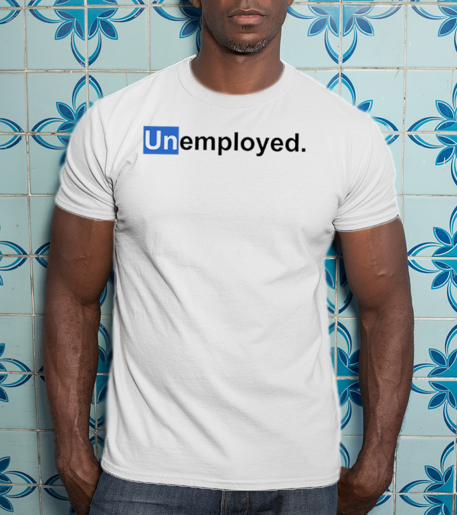 Unemployed UN Blue Box Wordplay T-Shirt