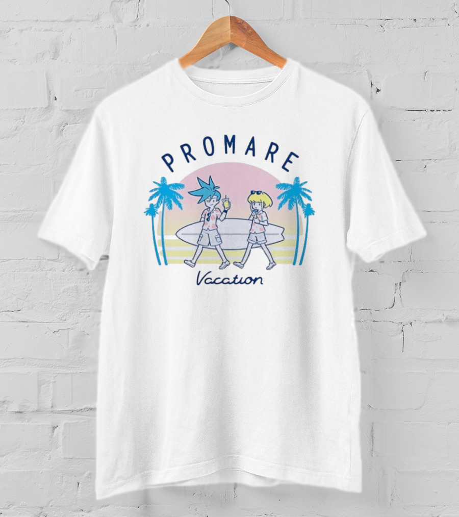 Promare Vacation Beach Surfboard Sunset And Palm Trees T-Shirt