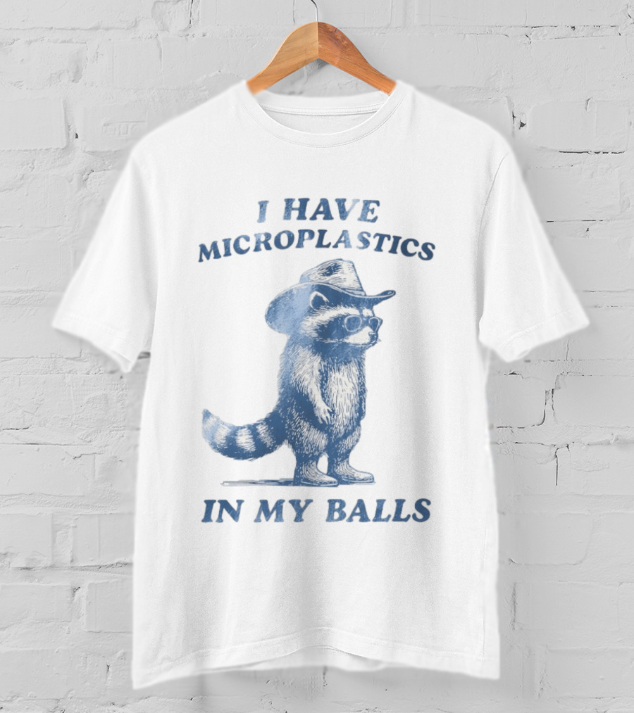Raccoon I Have Microplastics In My Balls Cowboy Hat Glasses T-Shirt
