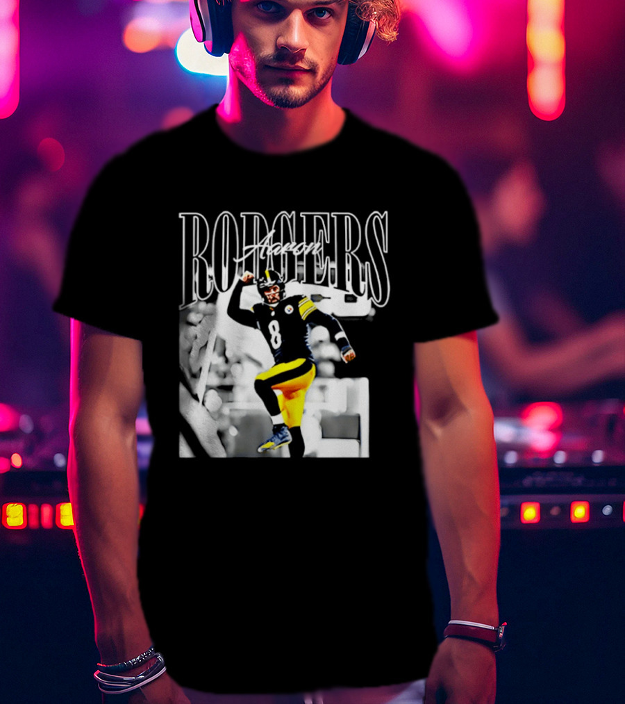 Rodgers 8 Steelers Black And Yellow Football Player T-Shirt