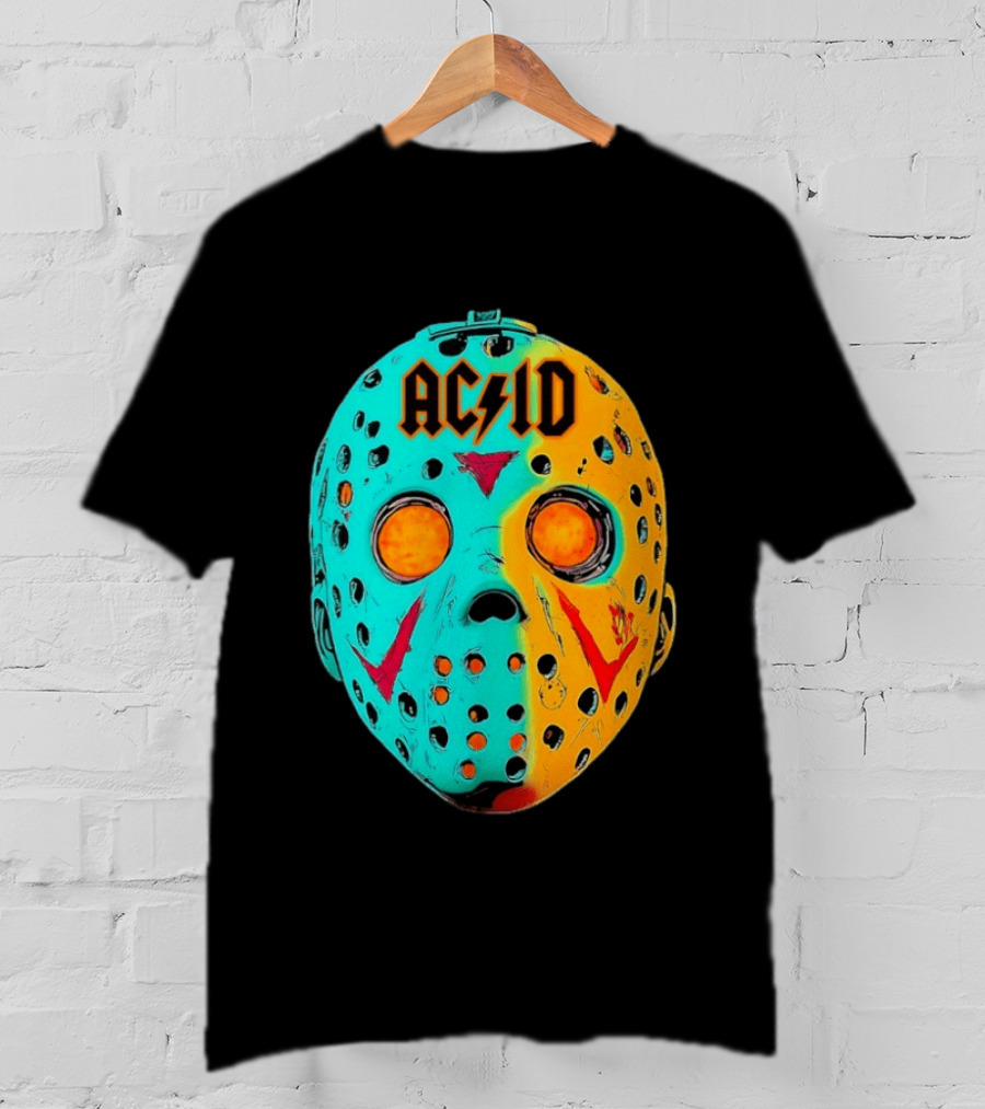 ACDC Jason Voorhees Mask Neon Pop Art Friday The 13th Fusion T-Shirt