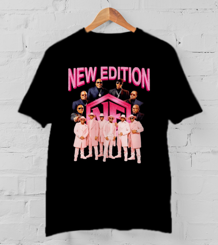 Bobby Brown Johnny Gill Ralph Tresvant Ronnie DeVoe Ricky Bell Michael Bivins New Edition NE Band Pink Outfits 90s Music T-Shirt